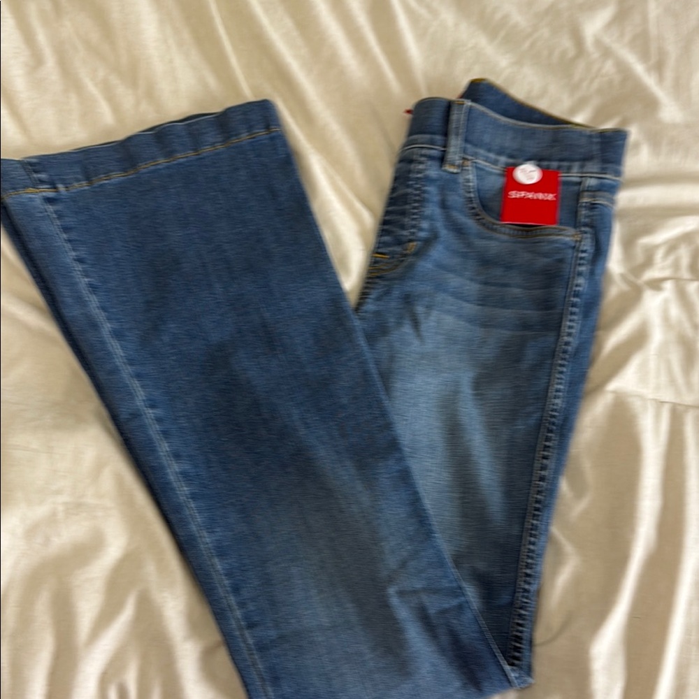 SPANX Blue Flare Wide Leg Jeans